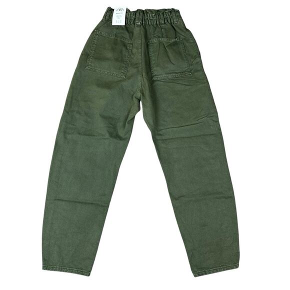Zara Baggy Fit Paper Bag Carrot Leg Rigid Ankle Jeans High Rise Size 4 NWT - Picture 2 of 4